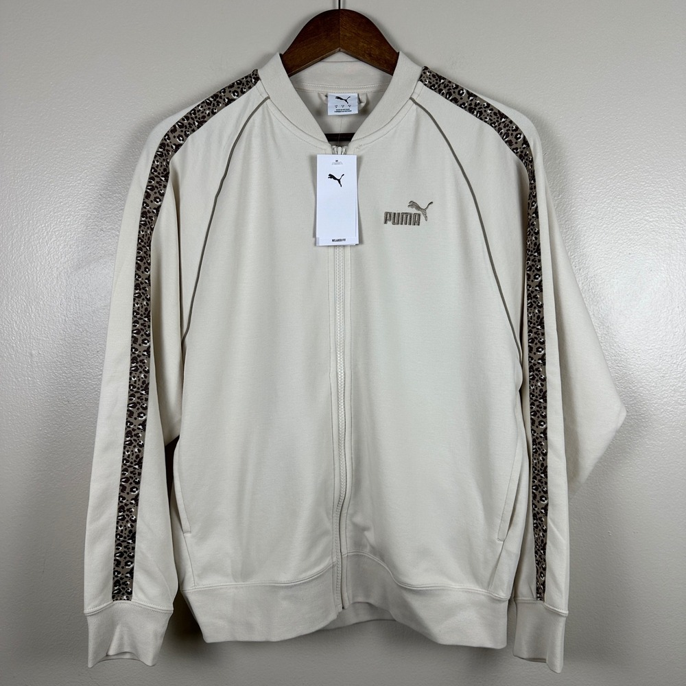 Puma Women's Small ESS Animal Track Jacket Alpine Snow‎ Leopard y2k NEW